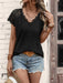 V-Neck Lace Trim Sleeveless Knit Top with Petal Sleeves for Women