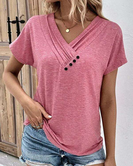 Elegant V-Neck Button-Up Top for Women