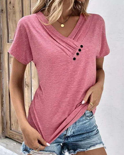 Elegant V-Neck Button-Up Top for Women