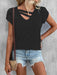 Vibrant Solid Color V-Neck Petal Sleeve Women's T-Shirt - Summer Chic