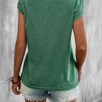 Elegant V-Neck Petal Sleeve Women's T-Shirt - Summer Wardrobe Essential