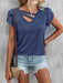 Colorful V-Neck Petal Sleeve Loose T-Shirt for Women