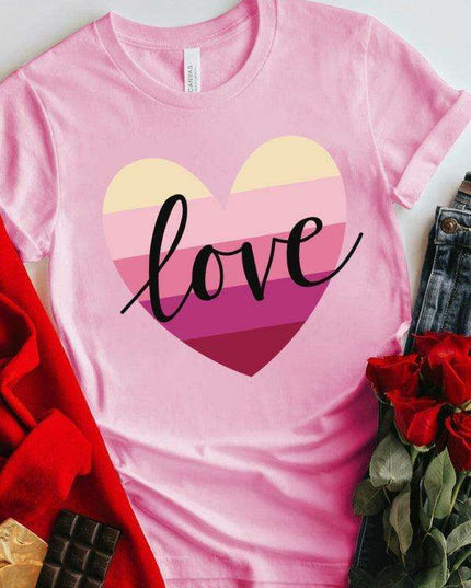 Colorful Hearts Women's Casual Cotton Tee