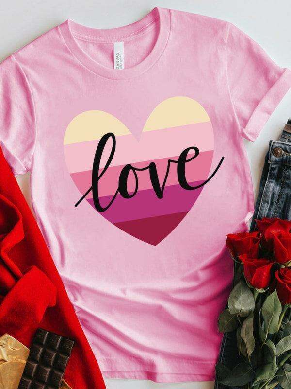 Colorful Hearts Women's Casual Cotton Tee