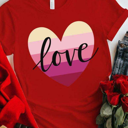 Colorful Hearts Women's Casual Cotton Tee