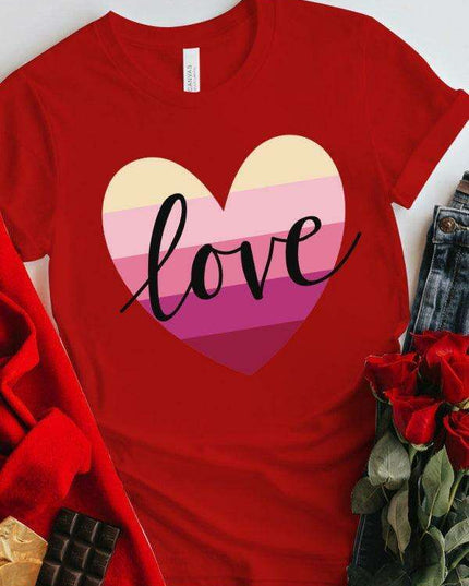 Colorful Hearts Women's Casual Cotton Tee