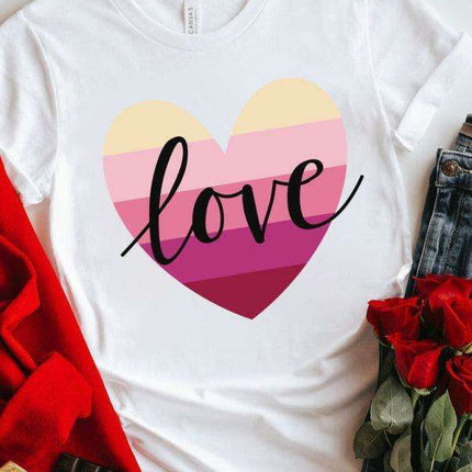 Colorful Hearts Women's Casual Cotton Tee