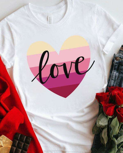 Colorful Hearts Women's Casual Cotton Tee