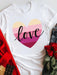 Rainbow Heart Print Women's Cotton T-Shirt