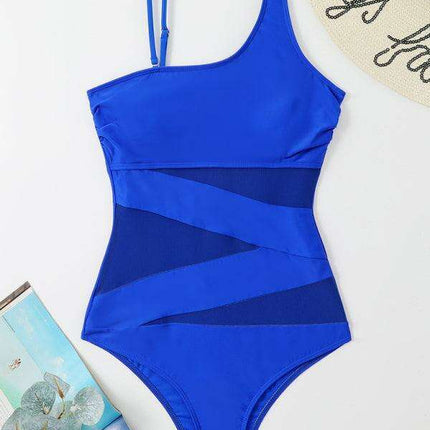 Sleek One-Shoulder Mesh Detail Swimsuit for Women