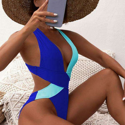 Sunset Radiance | Chic Dipped Shoulder One-Piece Swimsuit