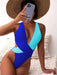 Sunset Bliss | Women's Bi-Color Plunge One-Piece Swimming Suit