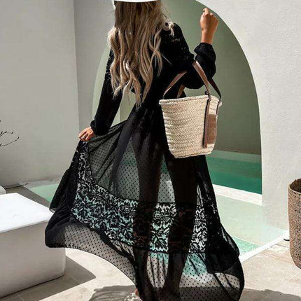 Bohemian Lace Sun Protection Sheer Blouse