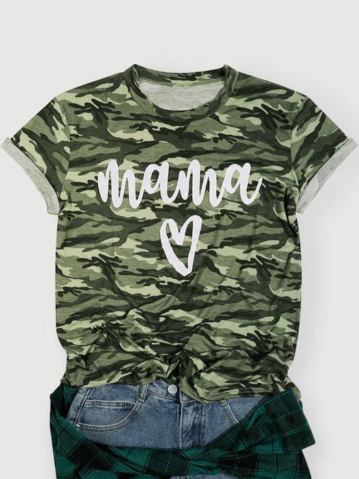 Mama Print Camouflage Pullover Tee for Women