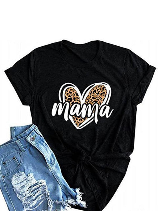 Leopard Print Heart MAMA Women's Tee for Mother's Day