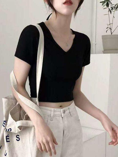 Personalized Chic V-Neck Slim Fit Summer Tee