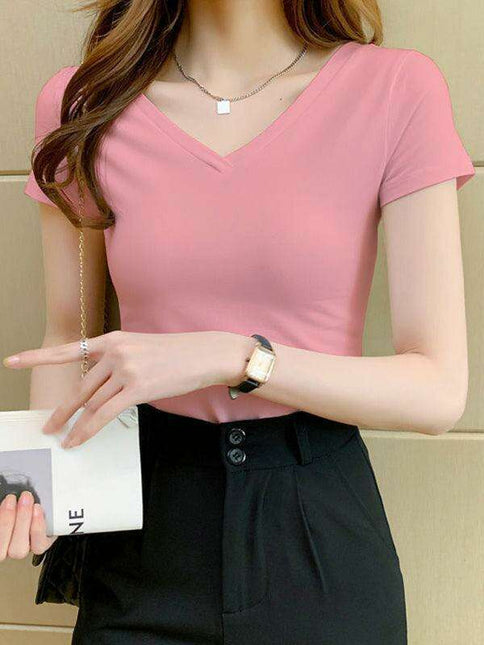 Personalized Chic V-Neck Slim Fit Summer Tee