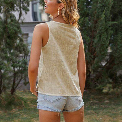 Effortless Chic Linen Sleeveless Top and High-Waisted Culottes Set