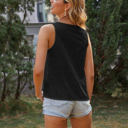 Effortless Chic Linen Sleeveless Top and High-Waisted Culottes Set