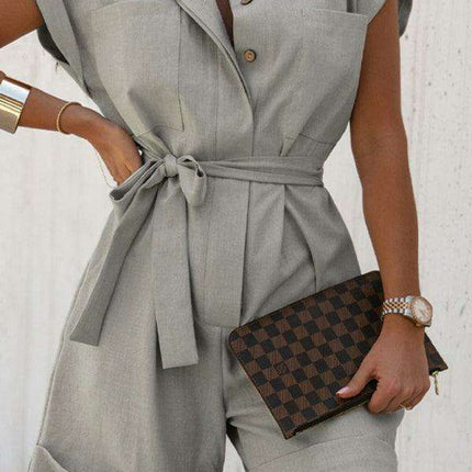 Elegant Effortless: Luxe Linen-Cotton Women's Jumpsuit