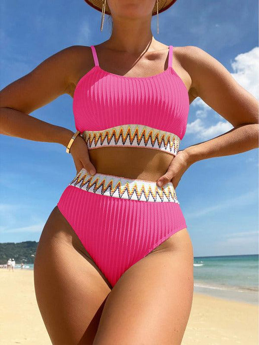 Colorful Ribbon Two-piece Bikini Set for Women - Summer Swimwear