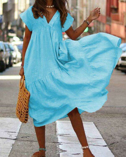 Effortless Chic: Women’s Sleeveless V-Neck Dress - Stylish Comfort for Every Occasion