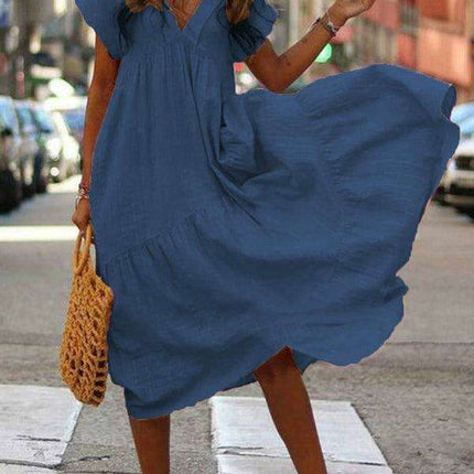 Effortless Chic: Women’s Sleeveless V-Neck Dress - Stylish Comfort for Every Occasion