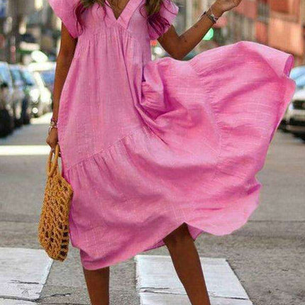 Effortless Chic: Women’s Sleeveless V-Neck Dress - Stylish Comfort for Every Occasion