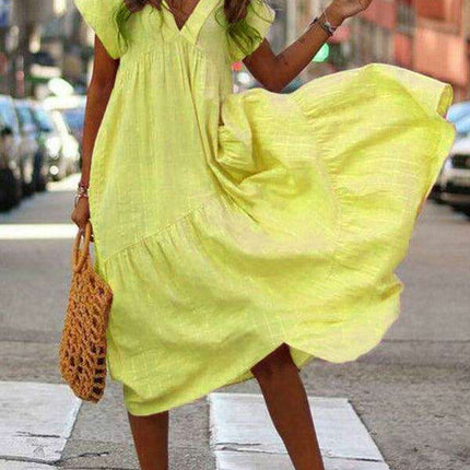 Effortless Chic: Women’s Sleeveless V-Neck Dress - Stylish Comfort for Every Occasion