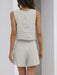 Casual Women's Cotton Linen Sleeveless Square Neck Top and Shorts Set