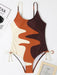 JakotoNew Stylish Multicolored Drawstring One-Piece Swimsuit