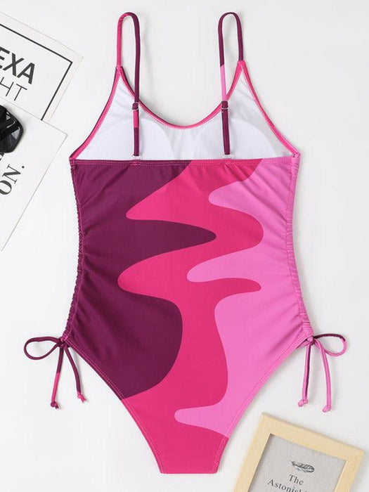 JakotoNew Stylish Multicolored Drawstring One-Piece Swimsuit