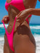Colorful Season One-Piece Halter Bikini - Women's Sexy Solid Swimsuit