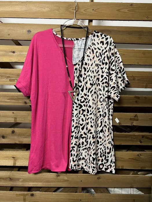 Leopard Print V-Neck Loose Pullover for Women
