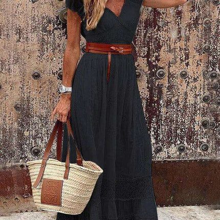 Elegant Lace V-neck Dress: Stylish Comfort for Every Occasion