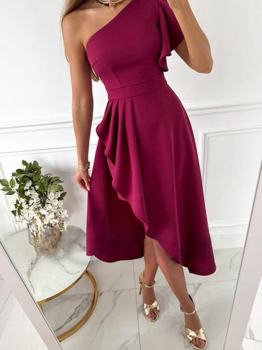 Elegant Women's Off-Shoulder Dress with Slit - Sophisticated Style