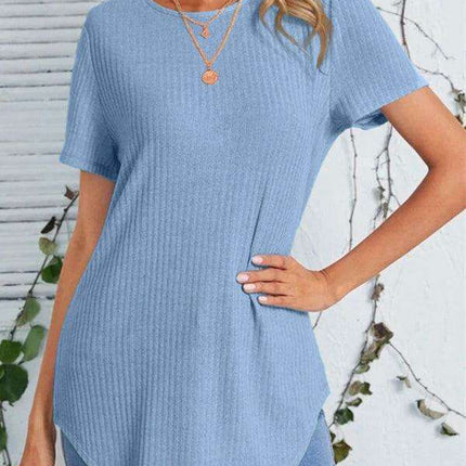 Elegant Back-Slit Short Sleeve Blouse for Women