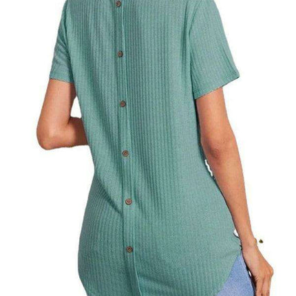 Elegant Back-Slit Short Sleeve Blouse for Women