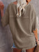 New V Neck Dolman Sleeve Waffle Knit Loose Solid Color Short Sleeve T-Shirt-kakaclo-Deep green-S-Très Elite