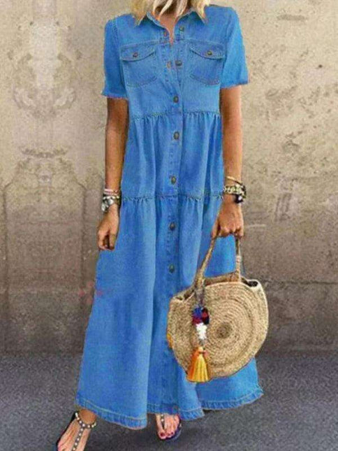 Chic Distressed Denim Maxi Dress - Ultimate Fashion Statement