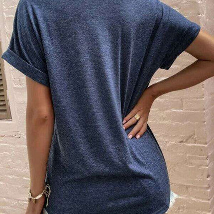 Sophisticated Comfort Notched Neck Tee - Effortless Style