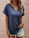 Relaxed Fit Notched Neckline T-Shirt for Women - Casual and Chic