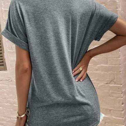 Sophisticated Comfort Notched Neck Tee - Effortless Style