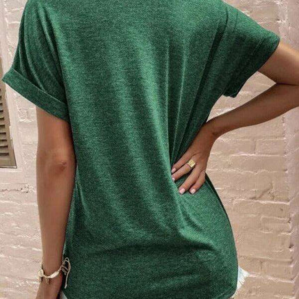 Sophisticated Comfort Notched Neck Tee - Effortless Style