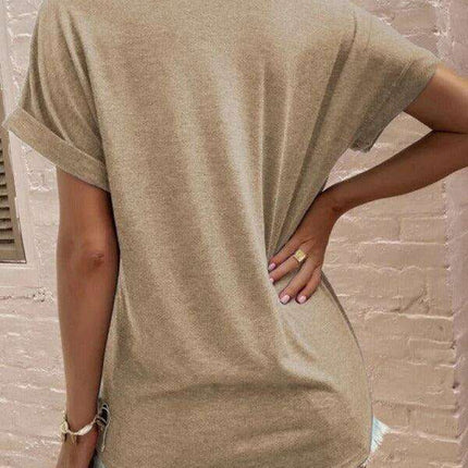 Sophisticated Comfort Notched Neck Tee - Effortless Style