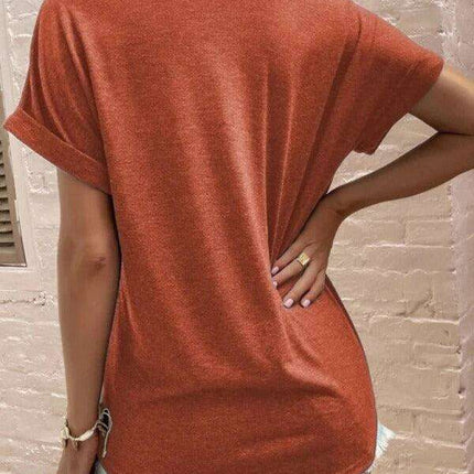 Sophisticated Comfort Notched Neck Tee - Effortless Style