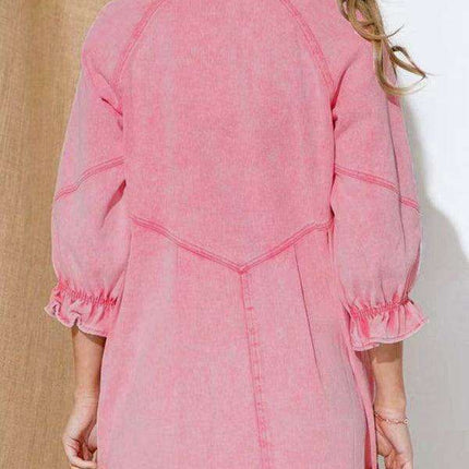 Stylish Denim Dress with Modern Balloon Sleeves - A Wardrobe Essential