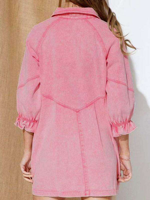 Stylish Denim Dress with Modern Balloon Sleeves - A Wardrobe Essential