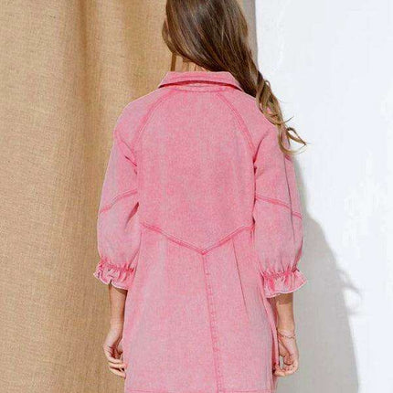 Stylish Denim Dress with Modern Balloon Sleeves - A Wardrobe Essential