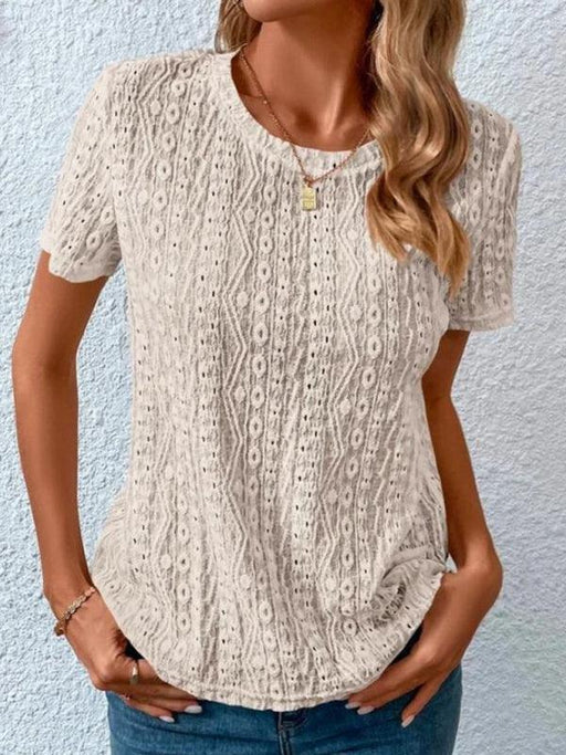 Women's Chic Hollow Short Sleeve T-Shirt for a Stylish Summer Look